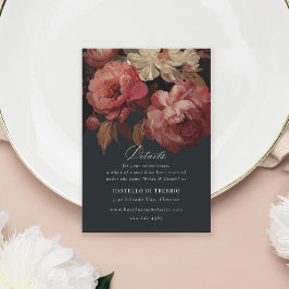 Barok geschilderd bloemenbruiloft informatiekaartje