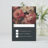 Barok geschilderd bloemig RSVP kaartje (Staand voorkant)