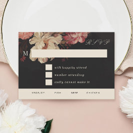 Barok geschilderd bloemig RSVP kaartje