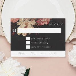 Barok geschilderd bloemig RSVP kaartje