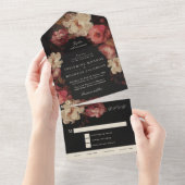 Barok geschilderde bloemige bruiloft all in one uitnodiging (Afscheurbaar)