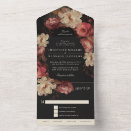 Barok geschilderde bloemige bruiloft all in one uitnodiging