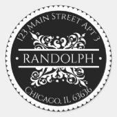 Barok geschulpte randadres ronde sticker (Voorkant)