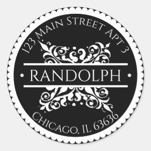 Barok geschulpte randadres ronde sticker