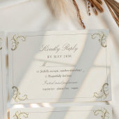 Barok Gold Cream Wedding RSVP Kaartje