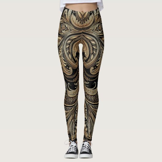 Barok Gold Elegance Luxe Ornamenten Leggings (Voorkant)