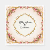  Barok Goud Blush Frans Baby shower Roos Servet (Voorkant)