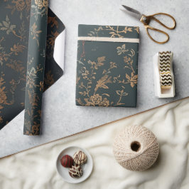 Barok Goud Cadeauverpakking | Bloemmotief Cadeaupapier
