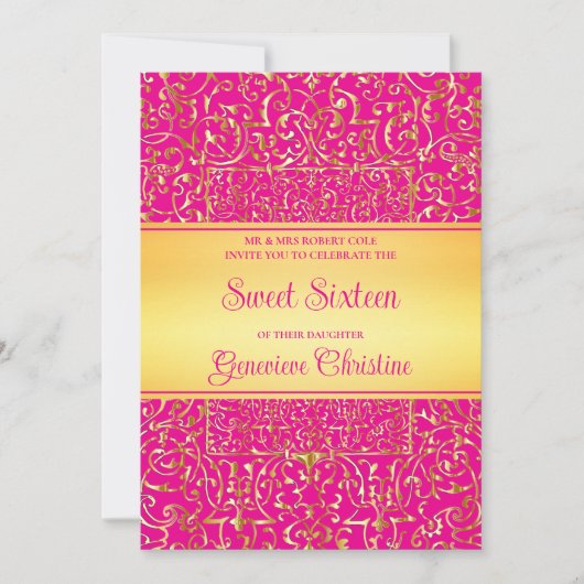 Barok Goud Lijst Quinceanera Uitnodiging (Voorkant)