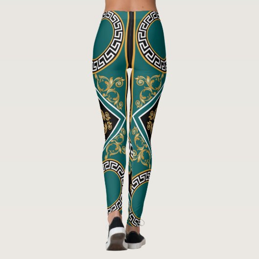 Barok goud: zwarte elegantie leggings (Achterkant)