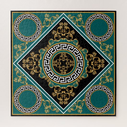 Barok goud: zwarte elegantie legpuzzel (Verticaal)