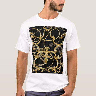 Barok Gouden Kettingen Naadloos Patroon T-shirt