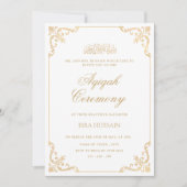 barok gouden Lijst meisje Aqiqah Ceremony Kaart (Voorkant)