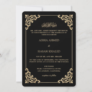 Barok Gouden Lijst Romantische Zwarte Moslim Bruil Kaart