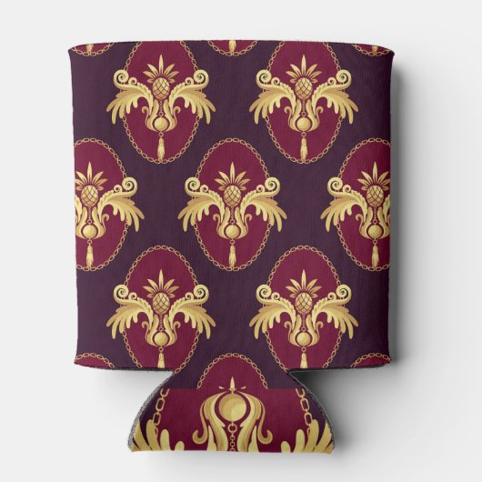 Barok gouden schans magenta patroon blikjeskoeler (Achterkant)