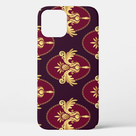 Barok gouden schans magenta patroon Case-Mate iPhone case (Achterkant)