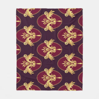 Barok gouden schans magenta patroon fleece deken