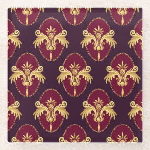 Barok gouden schans magenta patroon glazen onderzetter