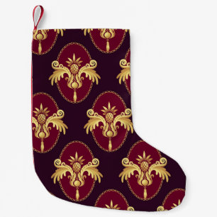 Barok gouden schans magenta patroon kleine kerstsok