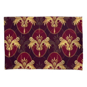 Barok gouden schans magenta patroon kussensloop