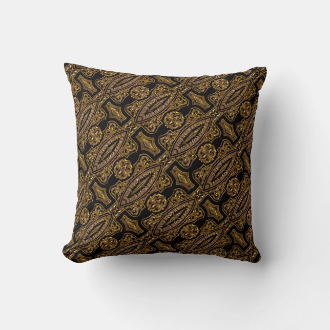 Barok Gouden Sierpatroon Kussen (Voorkant)