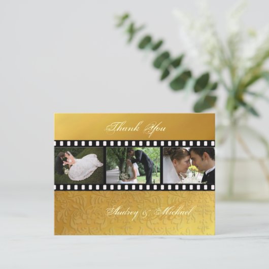 Barok Gouden Teen bruiloft Dank u briefkaarten (Staand voorkant)