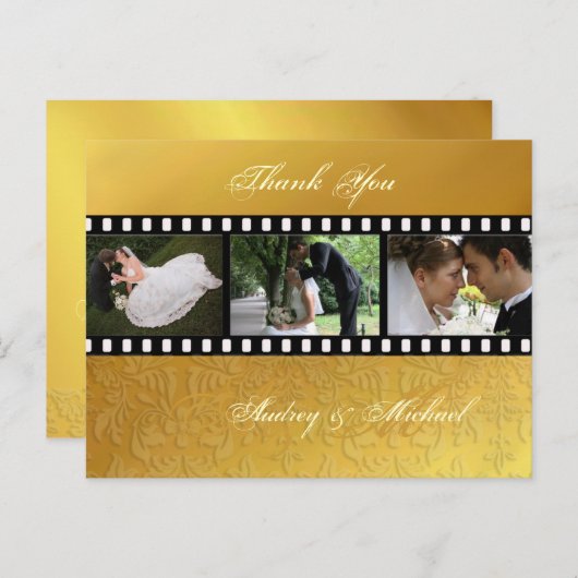 Barok Gouden Teen bruiloft Dank u briefkaarten (Voorkant / Achterkant)