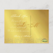 Barok Gouden Teen bruiloft Dank u briefkaarten (Achterkant)