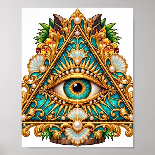 Barok Groenblauwe Oog Poster (Voorkant)