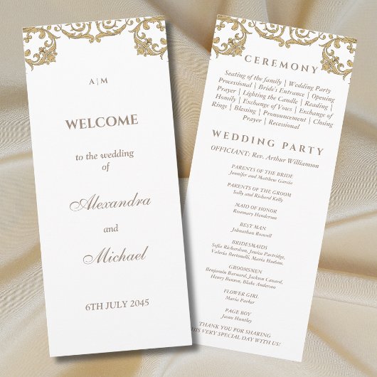   barok huwelijksprogramma programmakaart