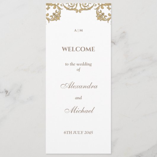   barok huwelijksprogramma programmakaart (Voorkant)