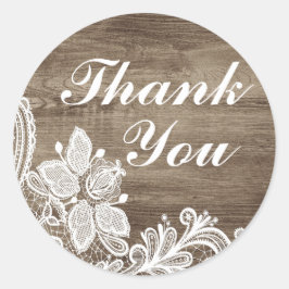 barok kant op rustieke elegante dank u ronde sticker