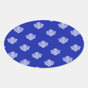 barok, koninklijk, blauw, siervoorwerpen, patroon, ovale sticker