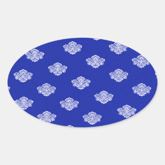 barok, koninklijk, blauw, siervoorwerpen, patroon, ovale sticker