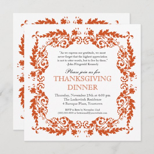 Barok Leafy Lijst Invitation Kaart (Voorkant / Achterkant)