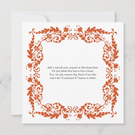 Barok Leafy Lijst Invitation Kaart (Achterkant)