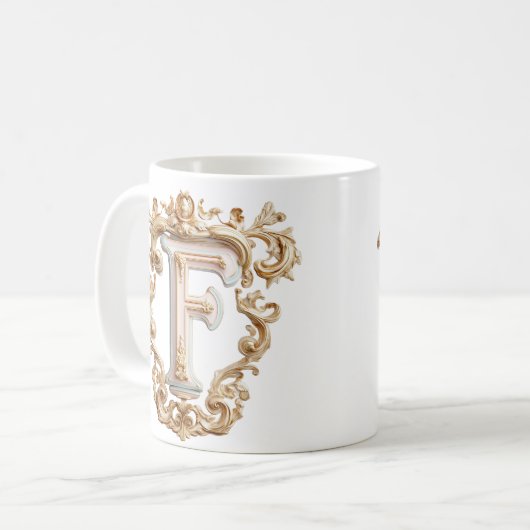 Barok Letter 'F' Mok voor een Koffie Prinses (Voorkant links)