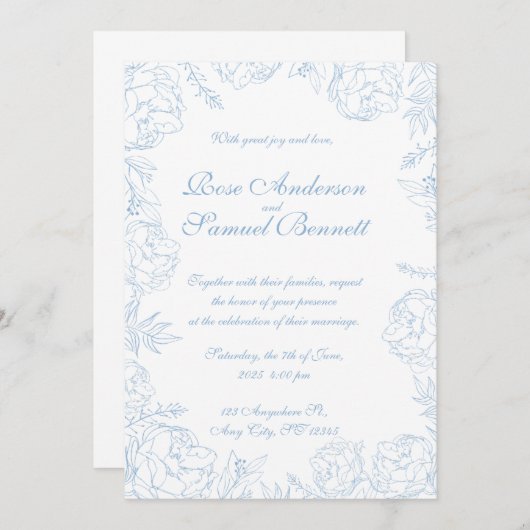 Barok Lijst bruiloft uitnodiging (Voorkant / Achterkant)