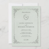 Barok Lijst Elegant Mint bruiloft uitnodiging (Voorkant)