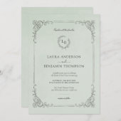 Barok Lijst Elegant Mint bruiloft uitnodiging (Voorkant / Achterkant)