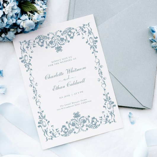  Barok Lijst Elegante huwelijksuitnodiging Kaart