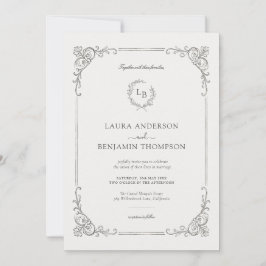 Barok Lijst Laurel Krans Elegant Huwelijk Kaart
