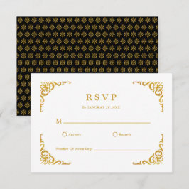 Barok Lijst Royal zwart en goud ornamentaal RSVP Kaartje