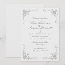 Barok Lijst Zwart Wit Huwelijksuitnodiging