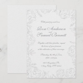 Barok Lijst Zwart Wit Huwelijksuitnodiging Kaart