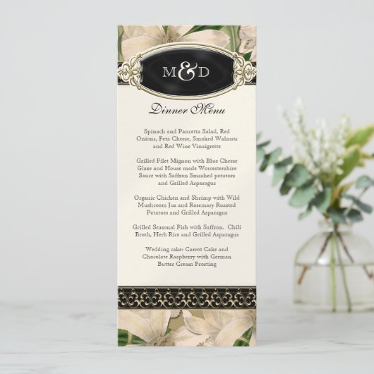 Barok Lily Gold Formal Wedding Menu (Staand voorkant)
