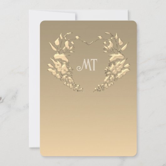 Barok Monogram Blauw Goud Huwelijksuitnodiging Kaart (Achterkant)