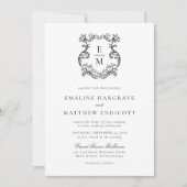 barok monogram crest bruiloft kaart (Voorkant)