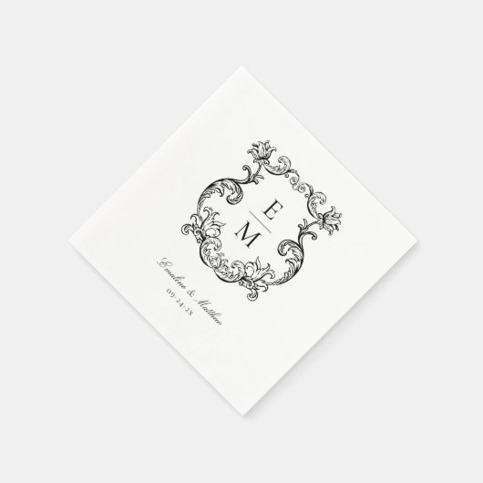  barok monogram crest bruiloft servet (Hoek)