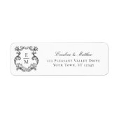 Barok Monogram Crest Wedding Retouradres Etiket (Voorkant)